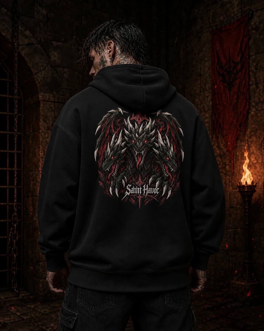 KBD - RuneScape Boss Hoodie worn on a model