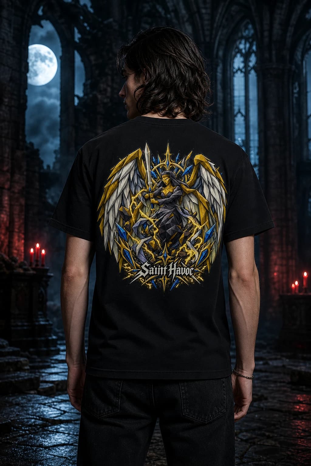 Mad Angel worn on a model