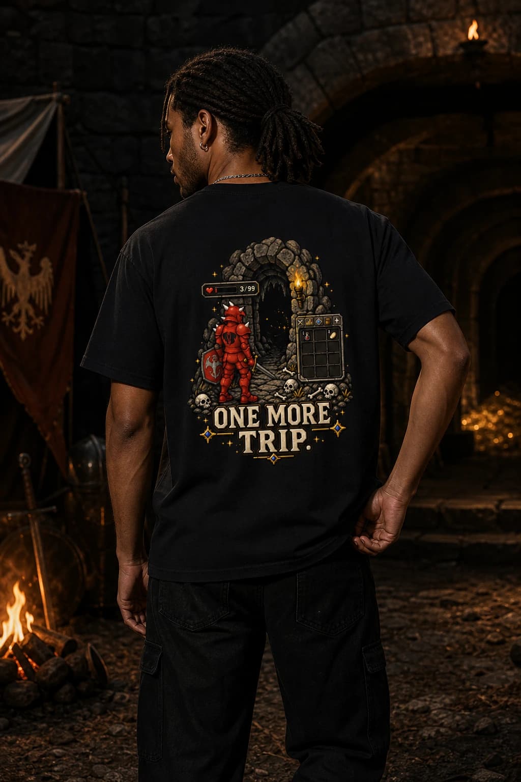 One More Trip worn on a model